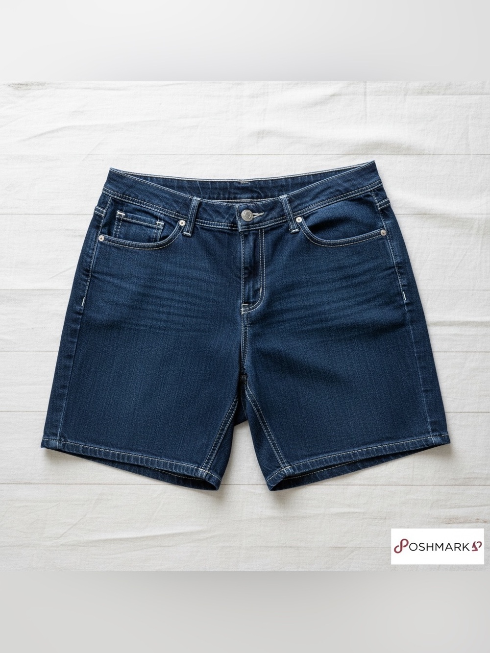 Faded Glory Denim Bermuda Shorts Women’s Size 18 Dark Wash Stretch
